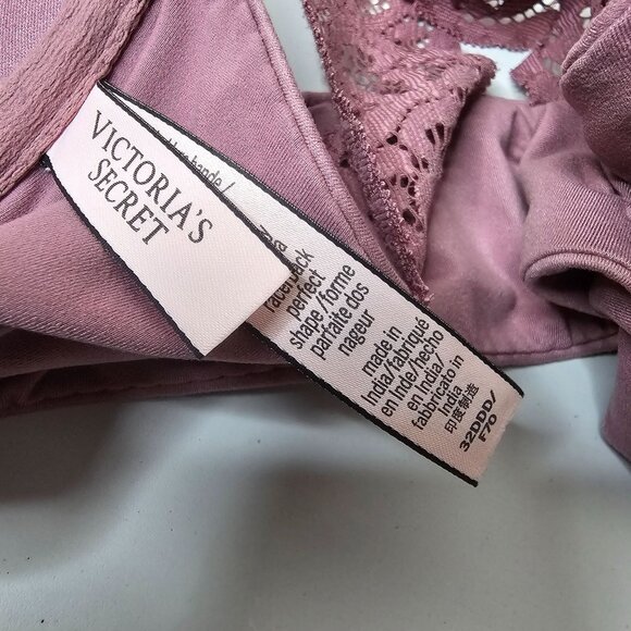 Victoria's Secret 32DDD Mauve Racerback Perfect Shape Push Up Front Clasp Bra - Picture 5 of 6